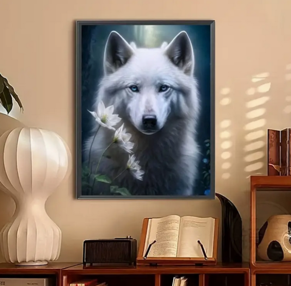 Diamond Painting Weisser Wolf